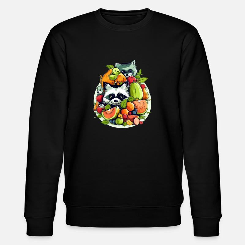 Cute animals in fruit n°2 - Stanley/Stella CHANGER Unisex Organic Sweatshirt - black