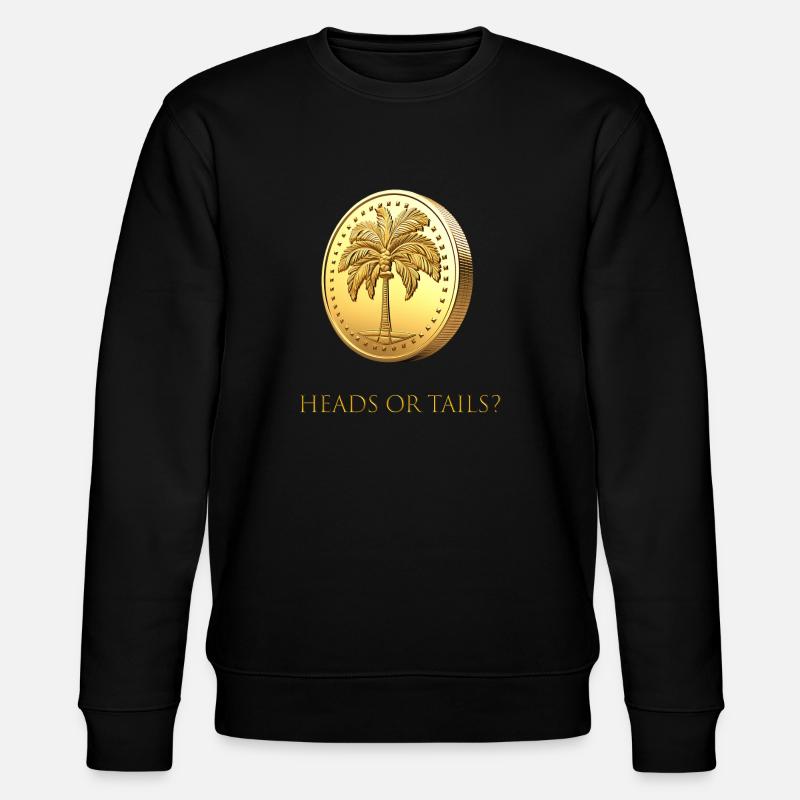 Goldener Münzwurf „Kopf oder Zahl?“ englisch - Stanley/Stella Unisex Bio-Sweatshirt CHANGER  - Schwarz