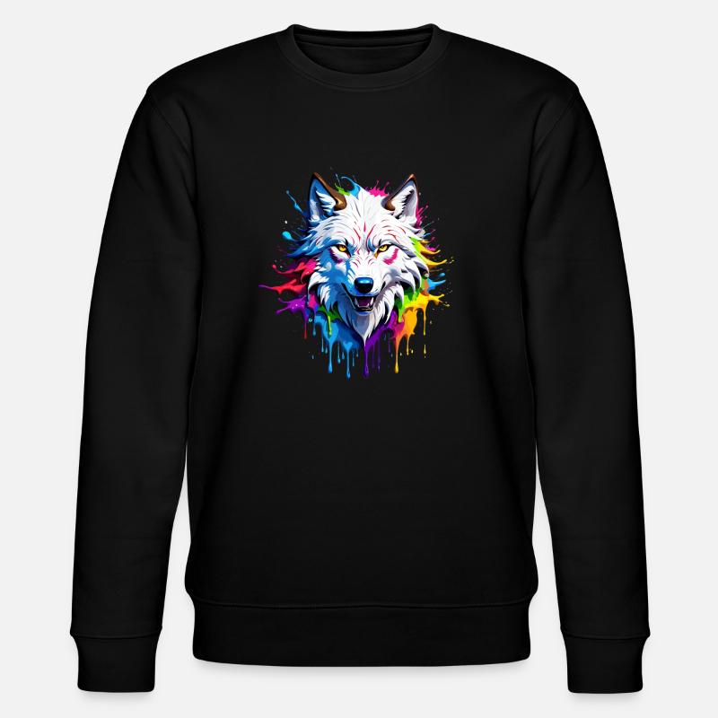 Bunter Wolf - Stanley/Stella Unisex Bio-Sweatshirt CHANGER  - Schwarz