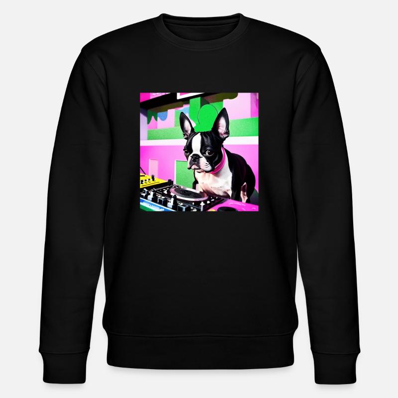 Boston Terrier DJ - Sweat bio CHANGER Stanley/Stella Unisexe - noir