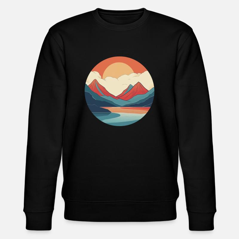 Berge mit Sonnenuntergang - Stanley/Stella Unisex Bio-Sweatshirt CHANGER  - Schwarz