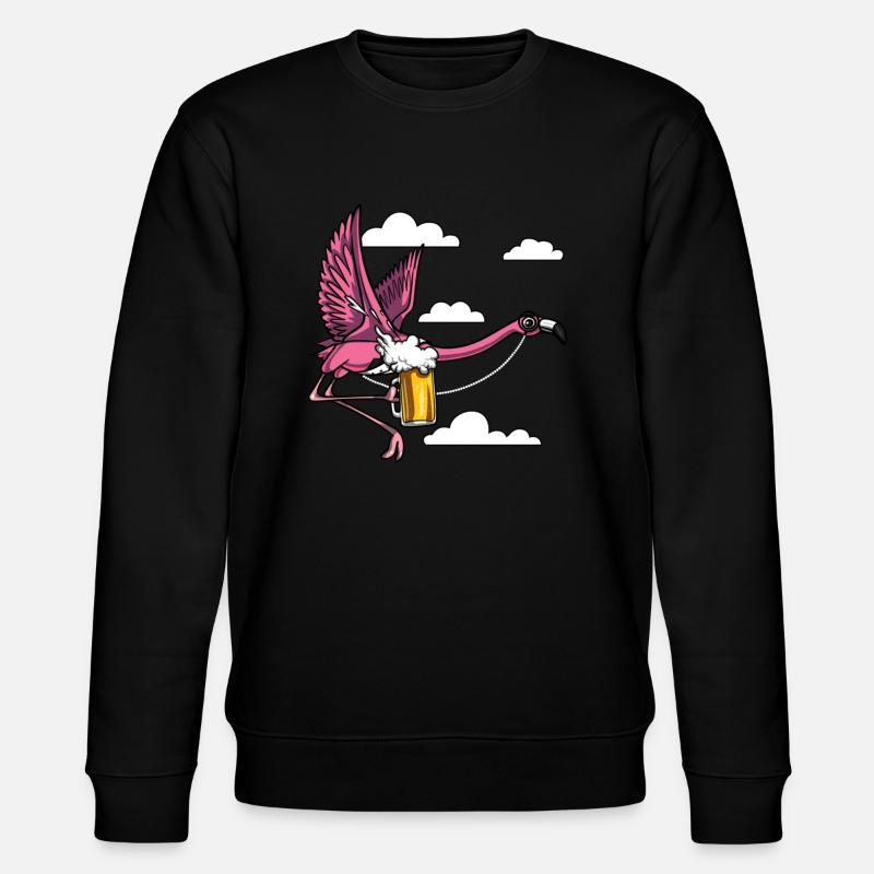 Flamingo Bird Beer Drinking Party - Stanley/Stella CHANGER Unisex Organic Sweatshirt - black