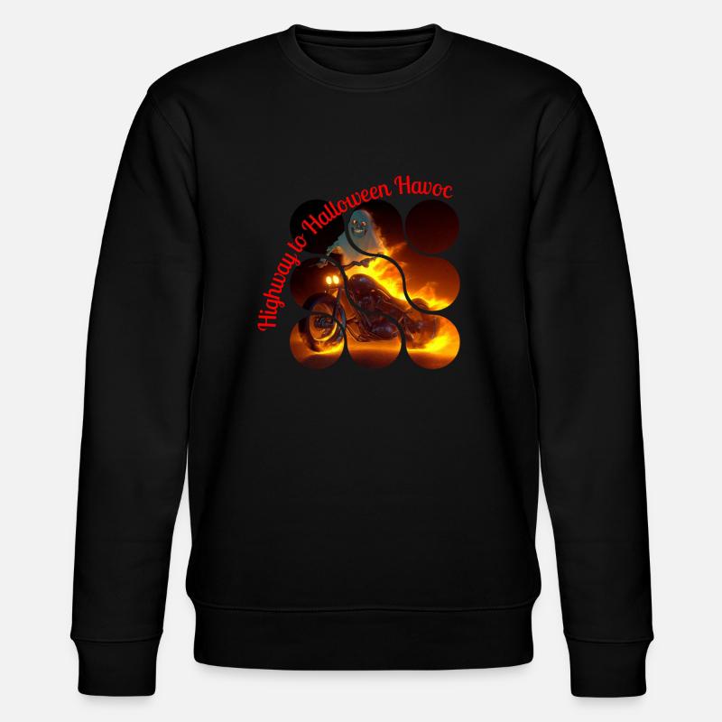 Flammender Biker, Halloween-Feuer - Stanley/Stella Unisex Bio-Sweatshirt CHANGER  - Schwarz