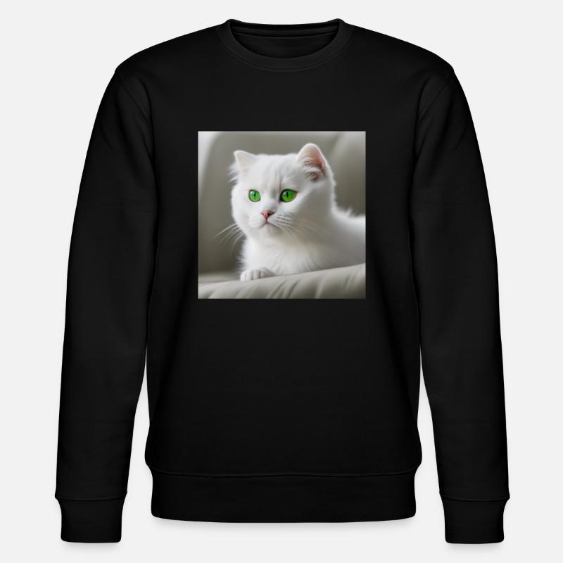 cat green eyes - Stanley/Stella CHANGER Unisex Organic Sweatshirt - black