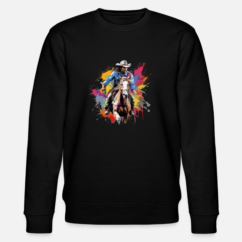 Cowboy Pferd Western - Stanley/Stella Unisex Bio-Sweatshirt CHANGER  - Schwarz