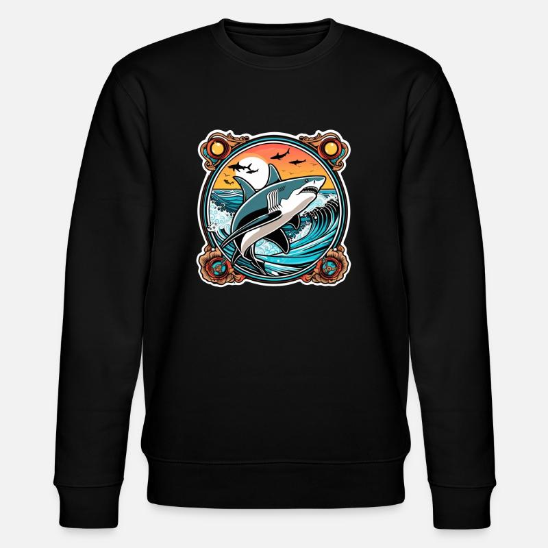 requin et coucher de soleil - Sweat bio CHANGER Stanley/Stella Unisexe - noir