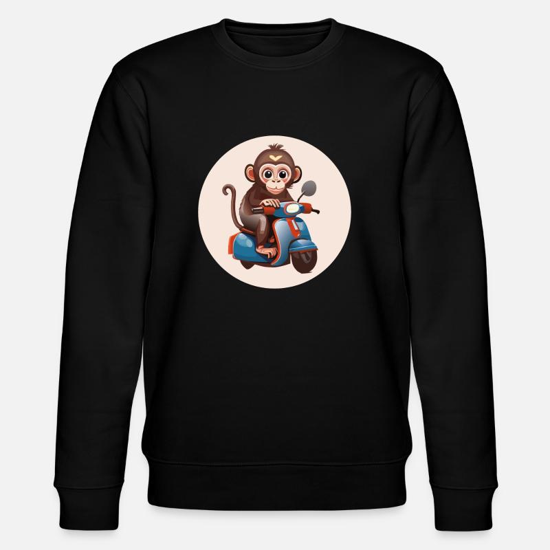 Der Affe auf einem Roller - Stanley/Stella Unisex Bio-Sweatshirt CHANGER  - Schwarz
