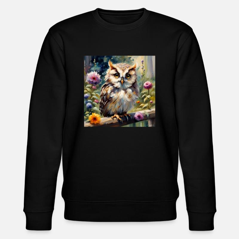 Eule Aquarell - Stanley/Stella Unisex Bio-Sweatshirt CHANGER  - Schwarz