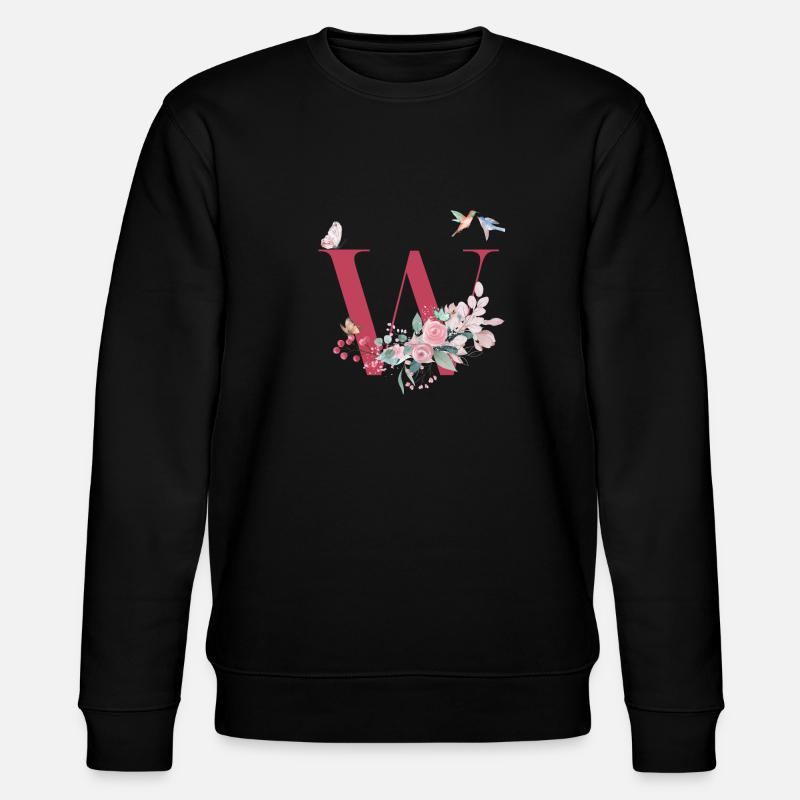 Buchstabe mit Blumen - Geschenkidee - Stanley/Stella Unisex Bio-Sweatshirt CHANGER  - Schwarz