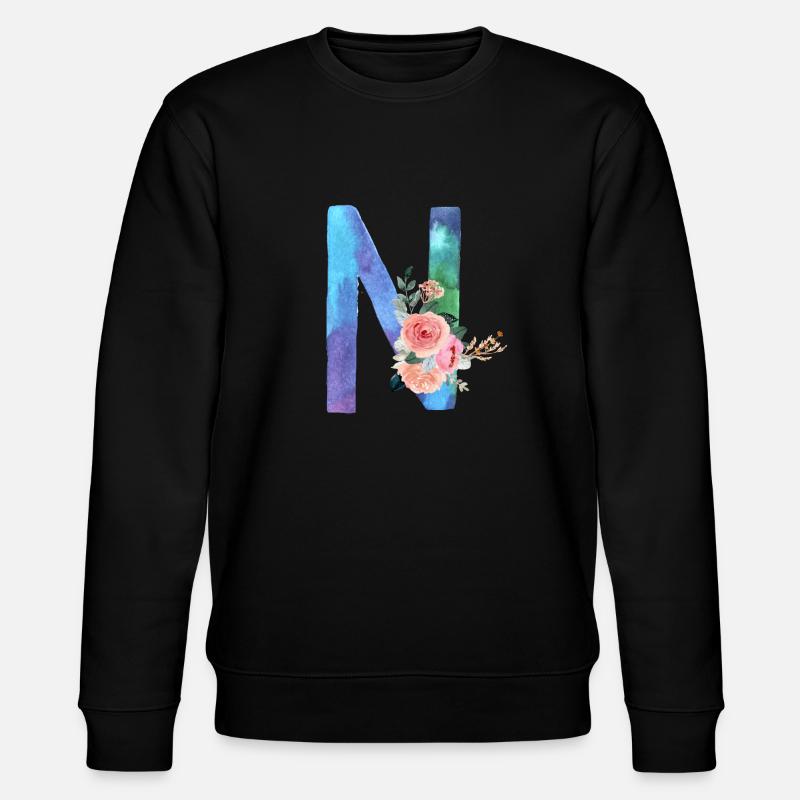 Buchstabe N Aquarell - Stanley/Stella Unisex Bio-Sweatshirt CHANGER  - Schwarz