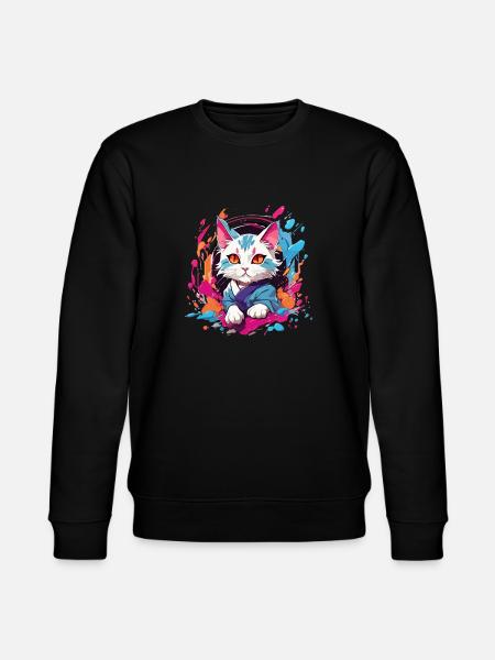 Bunte Katze - Stanley/Stella Unisex Bio-Sweatshirt CHANGER - Schwarz