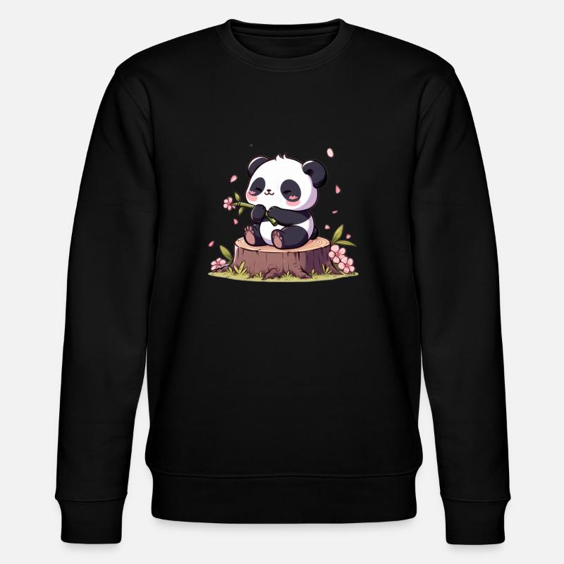 Panda auf Baumstumpf - Stanley/Stella Unisex Bio-Sweatshirt CHANGER  - Schwarz