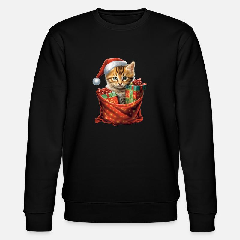 Weihnachtskätzchen 1 - Stanley/Stella Unisex Bio-Sweatshirt CHANGER  - Schwarz