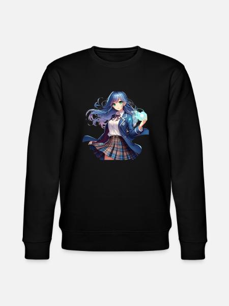 Chica anime manga en uniforme escolar - Sudadera ecológica unisex CHANGER de Stanley/Stella - negro