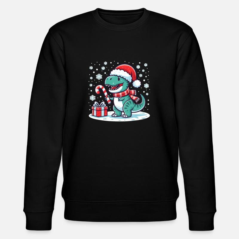 Weihnachtlicher T-Rex - Stanley/Stella Unisex Bio-Sweatshirt CHANGER  - Schwarz