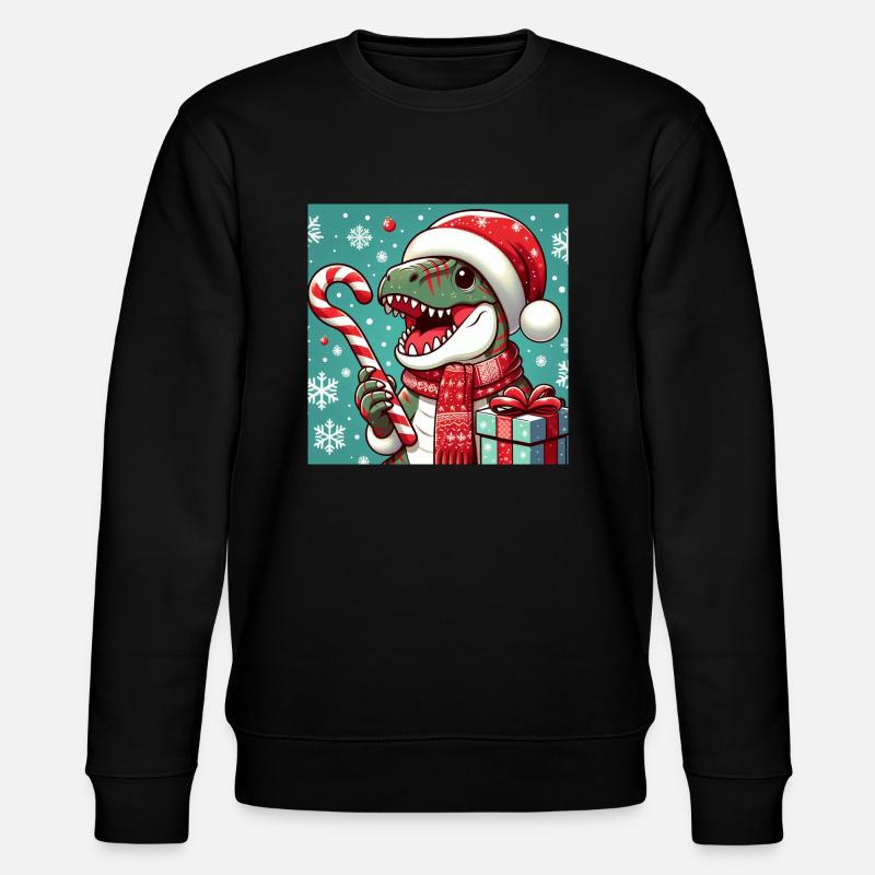 Weihnachts-Dinosaurier - Stanley/Stella Unisex Bio-Sweatshirt CHANGER  - Schwarz
