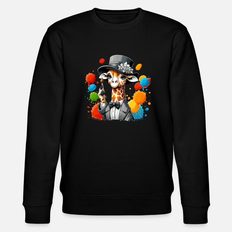 Giraffe with hat - Stanley/Stella CHANGER Unisex Organic Sweatshirt - black