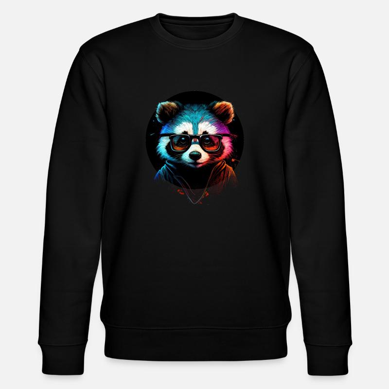 Hipster-Waschbär - Stanley/Stella Unisex Bio-Sweatshirt CHANGER  - Schwarz