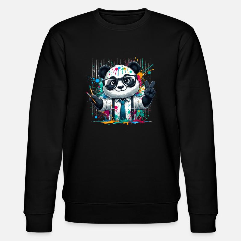 Farbenfroher Panda - Stanley/Stella Unisex Bio-Sweatshirt CHANGER  - Schwarz