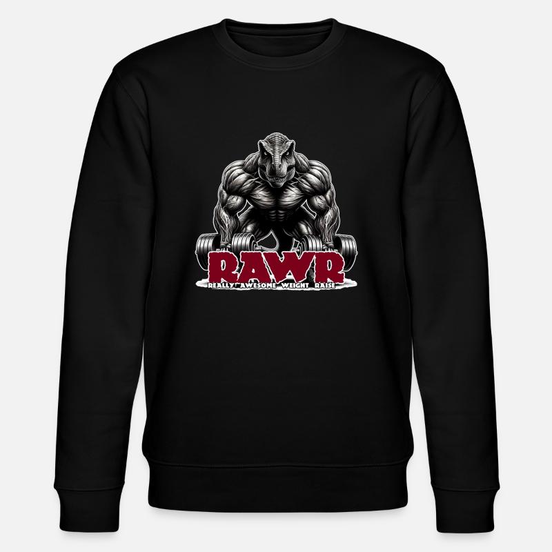 T-Rex Dumbbell RAWR - Stanley/Stella Unisex Bio-Sweatshirt CHANGER  - Schwarz