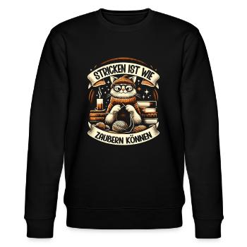 Stricken Strickerin Geschenk Wolle Geburtstag - Stanley/Stella Unisex Bio-Sweatshirt CHANGER  - Schwarz - Vorne - Nik (191cm) & Marisol (170cm)