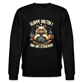 Stricken Strickerin Geschenk Wolle Geburtstag - Stanley/Stella Unisex Bio-Sweatshirt CHANGER  - Schwarz - Vorne - Nik (191cm) & Marisol (170cm)
