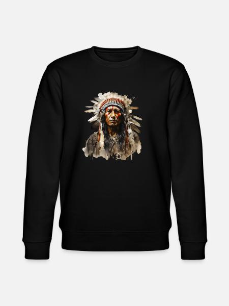 Sioux Indians in feather headdress - Stanley/Stella CHANGER Unisex Organic Sweatshirt - black