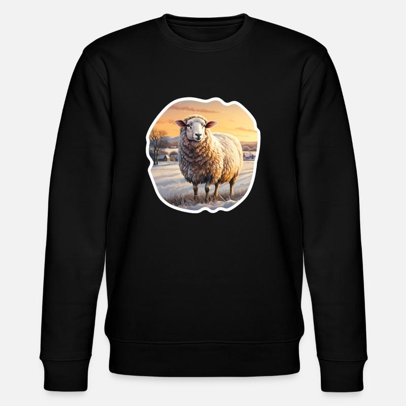 Schaf in Winterlandschaft - Stanley/Stella Unisex Bio-Sweatshirt CHANGER  - Schwarz