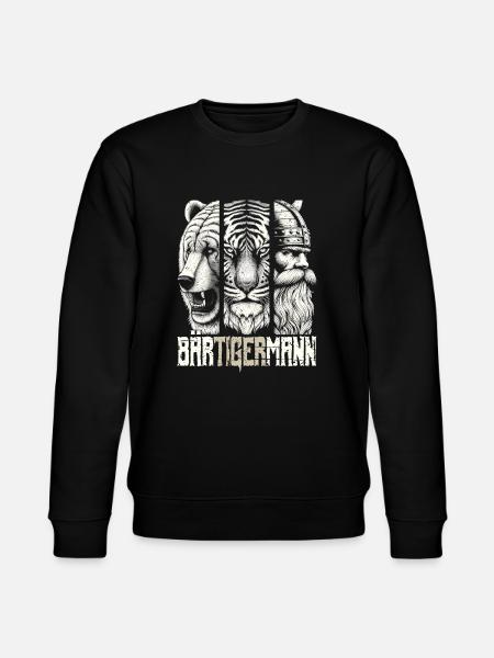 Bärtigermann Bär Tiger Mann Geschenk Bart Sprüche - Stanley/Stella Unisex Bio-Sweatshirt CHANGER  - Schwarz