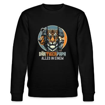 Bärtigerpapa Bär Tiger Mann Geschenk Bart Sprüche - Stanley/Stella Unisex Bio-Sweatshirt CHANGER  - Schwarz - Vorne - Nik (191cm) & Marisol (170cm)