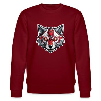 Wolf Tattoo - Stanley/Stella CHANGER Unisex Organic Sweatshirt - burgundy - Front - Nik (191cm) & Marisol (170cm)