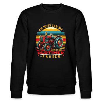 Traktor Oldtimer Landwirtschaft Geschenk Bauer - Stanley/Stella Unisex Bio-Sweatshirt CHANGER  - Schwarz - Vorne - Nik (191cm) & Marisol (170cm)