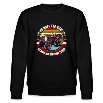 Traktor Oldtimer Landwirtschaft Geschenk Bauer - Stanley/Stella Unisex Bio-Sweatshirt CHANGER  - Schwarz - Vorne - Nik (191cm) & Marisol (170cm)