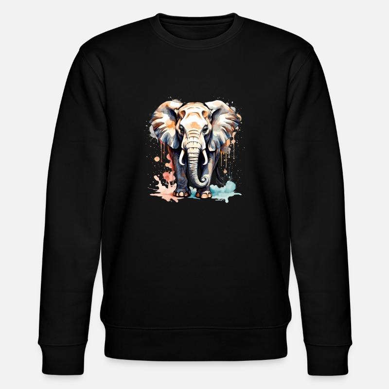 Elefant in Farben - Stanley/Stella Unisex Bio-Sweatshirt CHANGER  - Schwarz