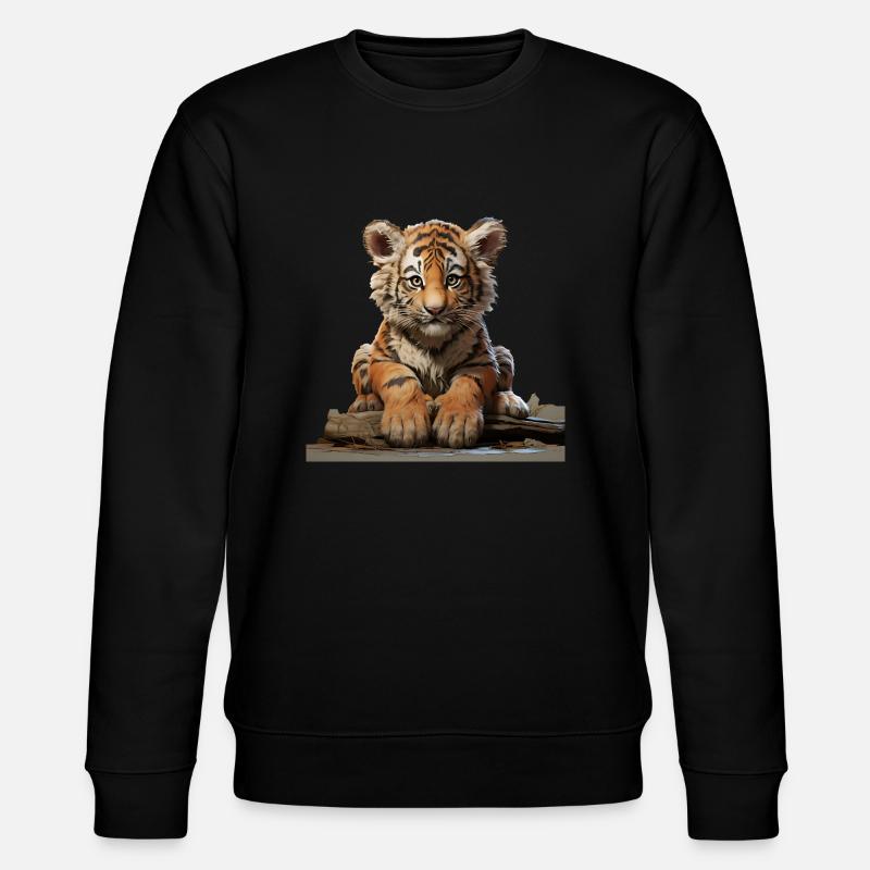 Jeune tigre à l’affût - Sweat bio CHANGER Stanley/Stella Unisexe - noir