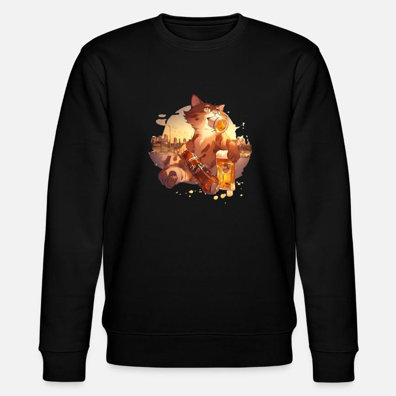 Paws & Pints: Katze mit Bier-Tee - Stanley/Stella Unisex Bio-Sweatshirt CHANGER  - Schwarz