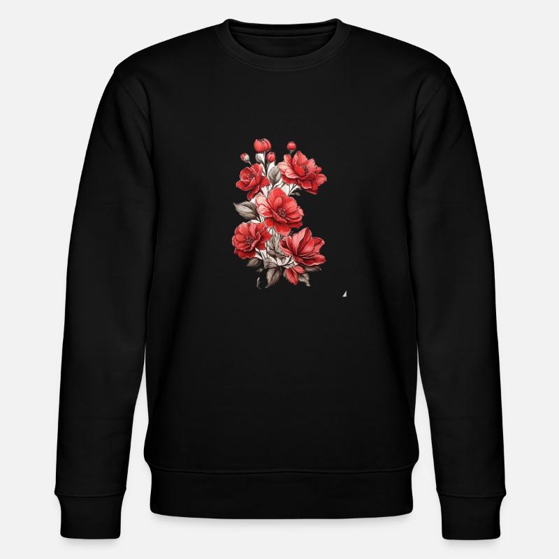Schöne Rote Blume - Stanley/Stella Unisex Bio-Sweatshirt CHANGER  - Schwarz