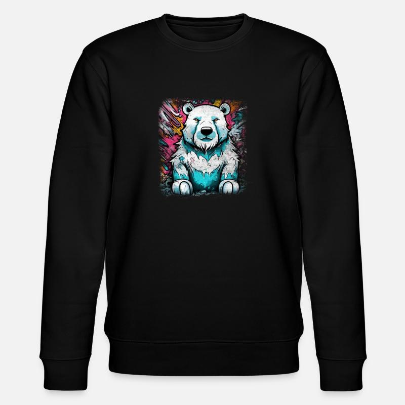 Eisbär - Stanley/Stella Unisex Bio-Sweatshirt CHANGER  - Schwarz