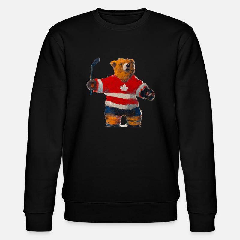 Hockey bear red - Stanley/Stella Unisex Bio-Sweatshirt CHANGER  - Schwarz