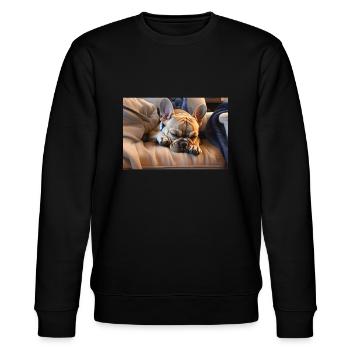 Sleeping frenchie - Stanley/Stella Unisex Bio-Sweatshirt CHANGER  - Schwarz - Vorne - Nik (191cm) & Marisol (170cm)