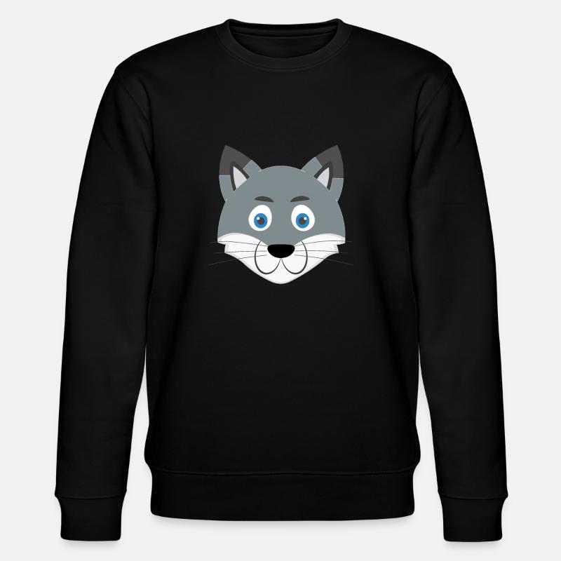 Cartoon Wolfsgesicht - Stanley/Stella Unisex Bio-Sweatshirt CHANGER  - Schwarz
