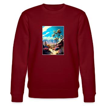 Los Padres National Forest Vintage Reiseposter - Stanley/Stella Unisex Bio-Sweatshirt CHANGER  - Burgunderrot - Vorne - Nik (191cm) & Marisol (170cm)