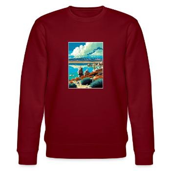 Mono Lake California Vintage Reiseposter WPA Kunst - Stanley/Stella Unisex Bio-Sweatshirt CHANGER  - Burgunderrot - Vorne - Nik (191cm) & Marisol (170cm)