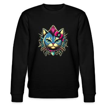 YANACAT Sour but Cute, Stylish Punk Cat - Stanley/Stella CHANGER Unisex Organic Sweatshirt - black - Front - Nik (191cm) & Marisol (170cm)