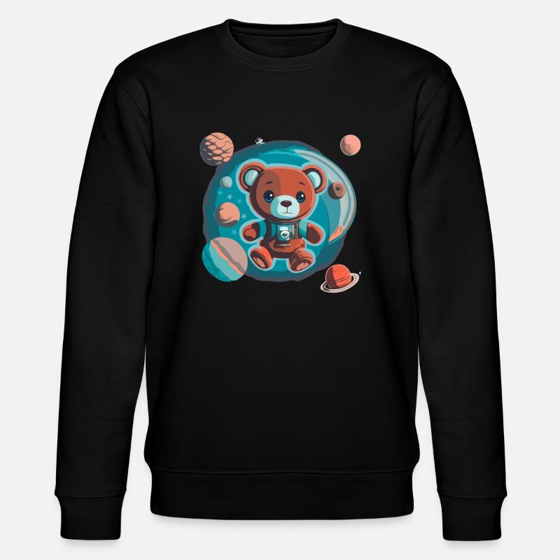 Space Explorer Teddy Bear - Stanley/Stella CHANGER Unisex Organic Sweatshirt - black