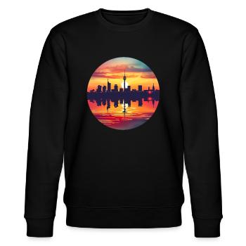 Düsseldorf Skyline - Stanley/Stella Unisex Bio-Sweatshirt CHANGER  - Schwarz - Vorne - Nik (191cm) & Marisol (170cm)