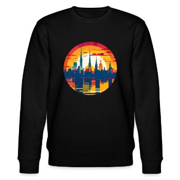 Düren Skyline - Stanley/Stella Unisex Bio-Sweatshirt CHANGER  - Schwarz - Vorne - Nik (191cm) & Marisol (170cm)