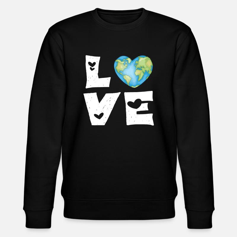 Liebe Erde Herz - Stanley/Stella Unisex Bio-Sweatshirt CHANGER  - Schwarz