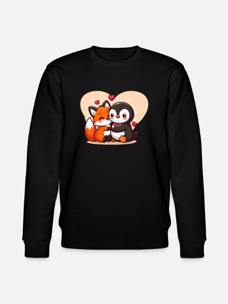 Cute penguin hugging fox - Stanley/Stella CHANGER Unisex Organic Sweatshirt - black