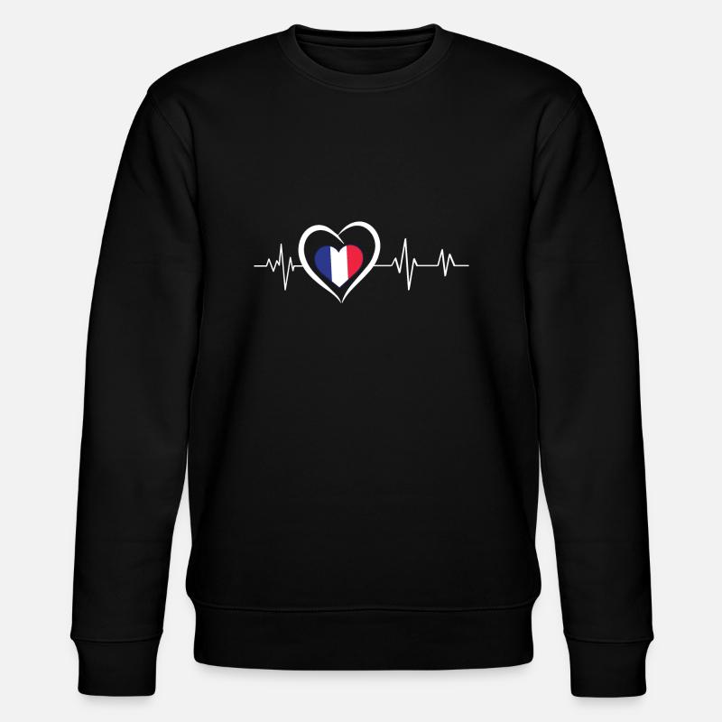 Herzschlag Frankreich - Stanley/Stella Unisex Bio-Sweatshirt CHANGER  - Schwarz